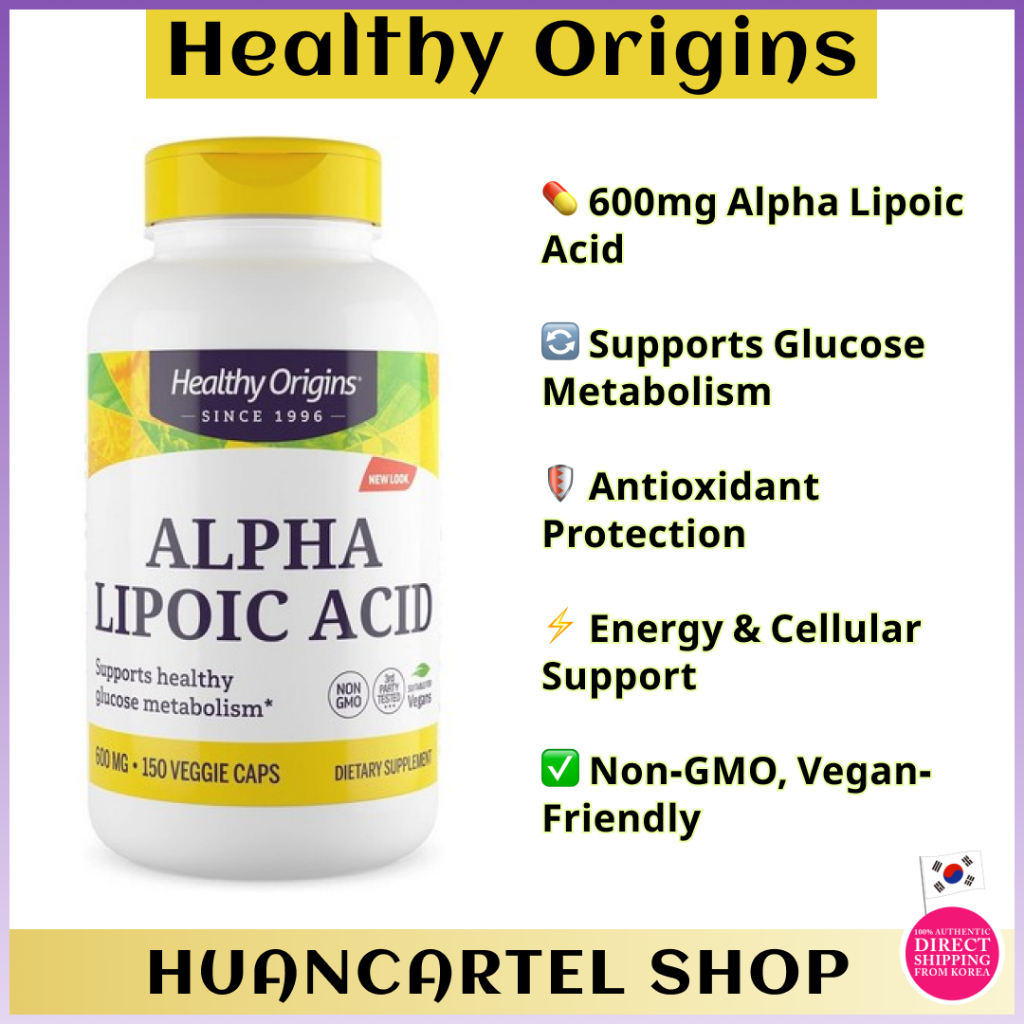 🟡 [Healthy Origins] Alpha Lipoic Acid 600mg | 150 Veggie Caps | Shipping from Korea