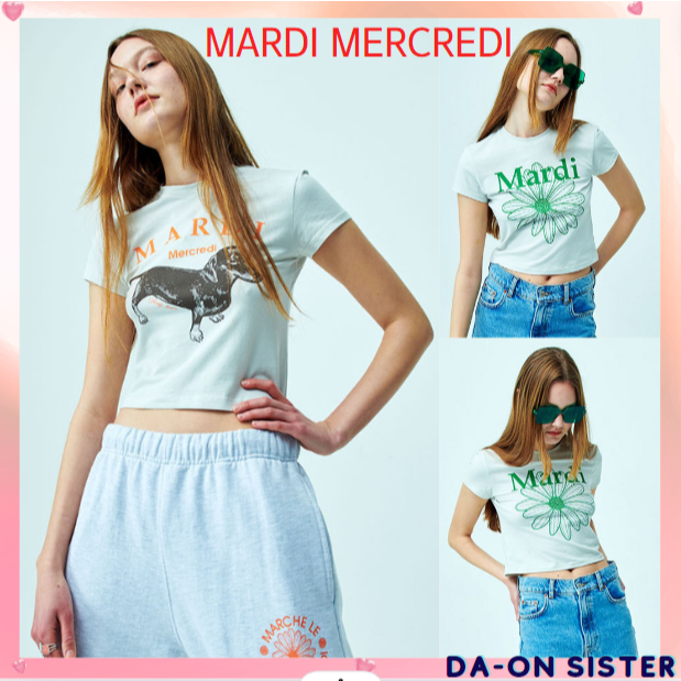 [ Mardi MERCREDI ] CROPPED TSHIRT FLOWERMARDI / DDANJI 2color korea แท้ 100%