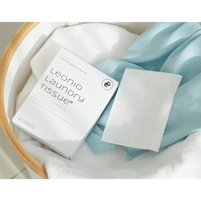 Leonio Colour Catcher แผ่นซักผ้า 40p x 1 กล่อง / แผ่นดูดซับเสื้อผ้าที่สะอาดป้องกันย้อม