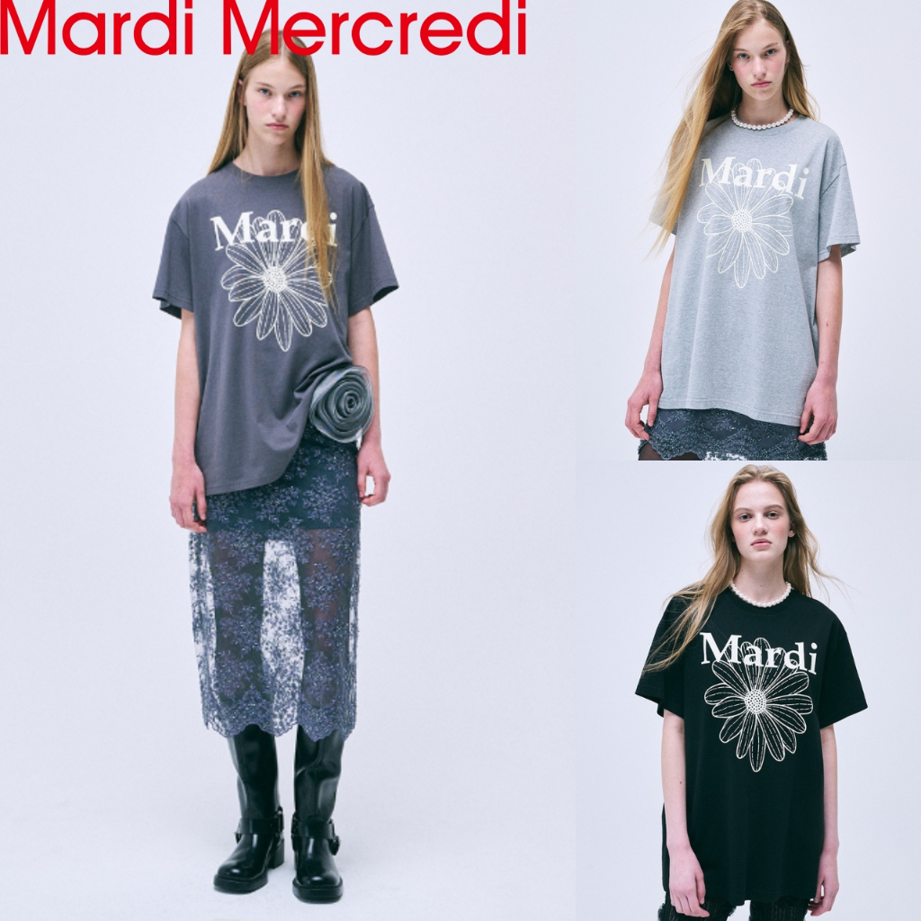 LAST SALE (~11/30) [MARDI Mercredi] UNISEX TSHIRT FLOWERMARDI_4color / สินค้า KR แท้ 100% / ตรวจสอบ 