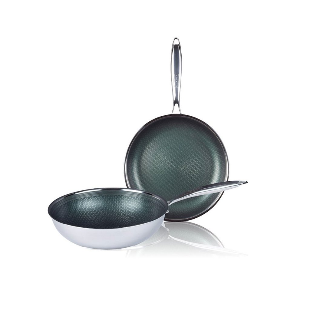 KITCHENFLOWER 3PLY สแตนเลส 304 กระทะนอนสติ๊ก IH กระทะ 28 ซม. 2p