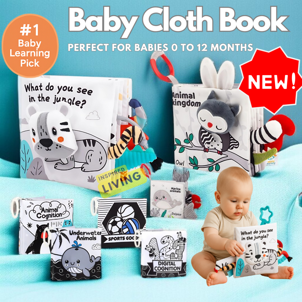 Baby Soft Cloth Book 3D & Non-3D Montessori Sensory Book สําหรับทารก 0–12 เดือนคริสต์มาส