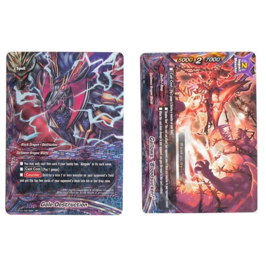 English Buddyfight Gale Destruction D-BT01/0016EN /Gallows, "Bloodsucker!" D-BT01/0017EN RR