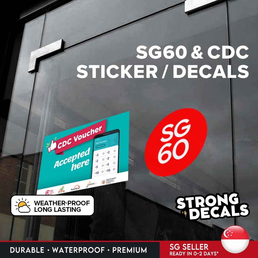 [ผู้ขาย SG] SG60 CDC Voucher Decal Sticker Hawker Shop ร้านอาหารคาเฟ่ (1 ชิ้น)