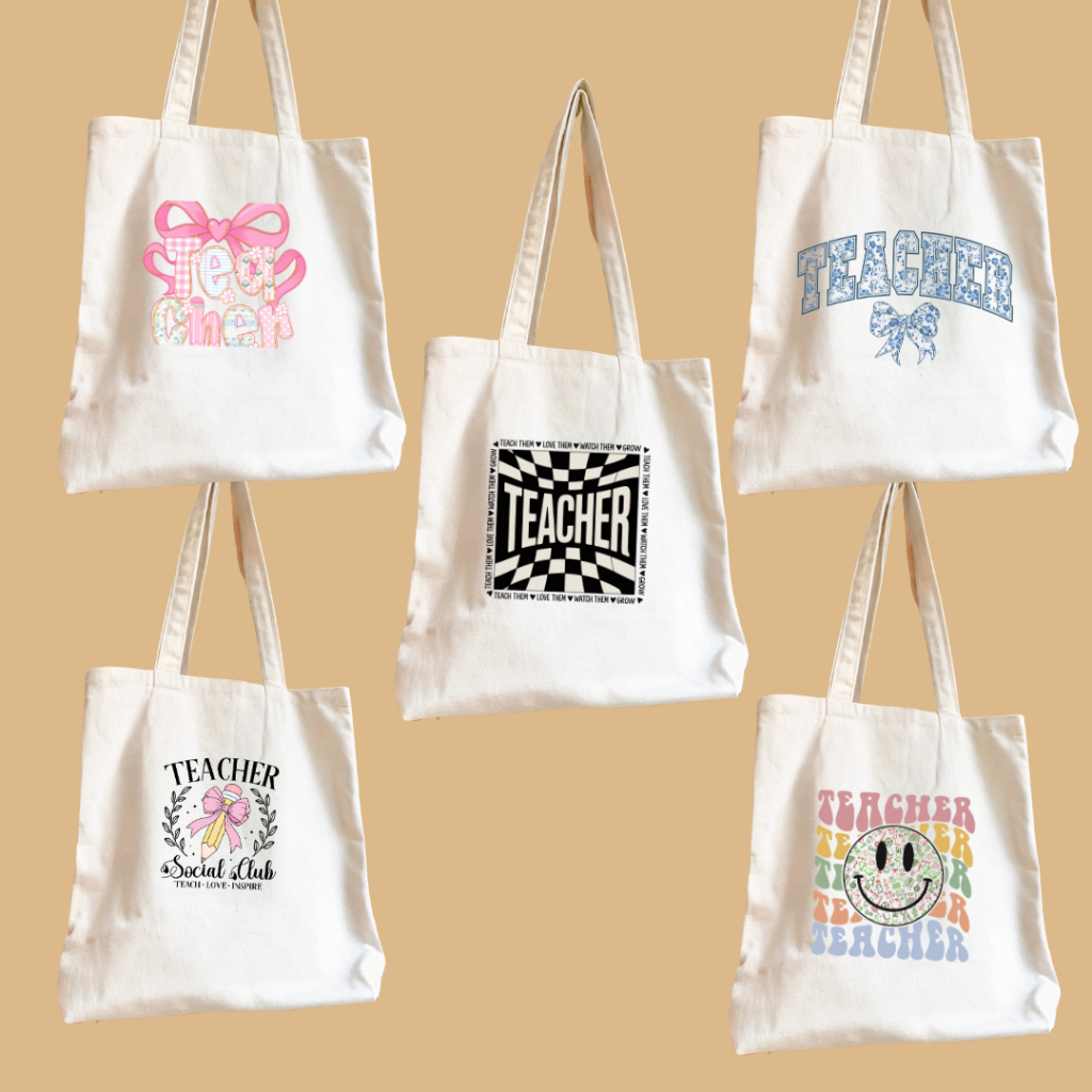TinyPrints Teacher Canvas Tote Bag