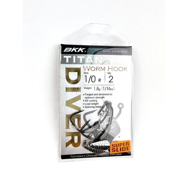 Clearence SALE-BKK TITAN DIVER WORM HOOK 1/0 Qty 2