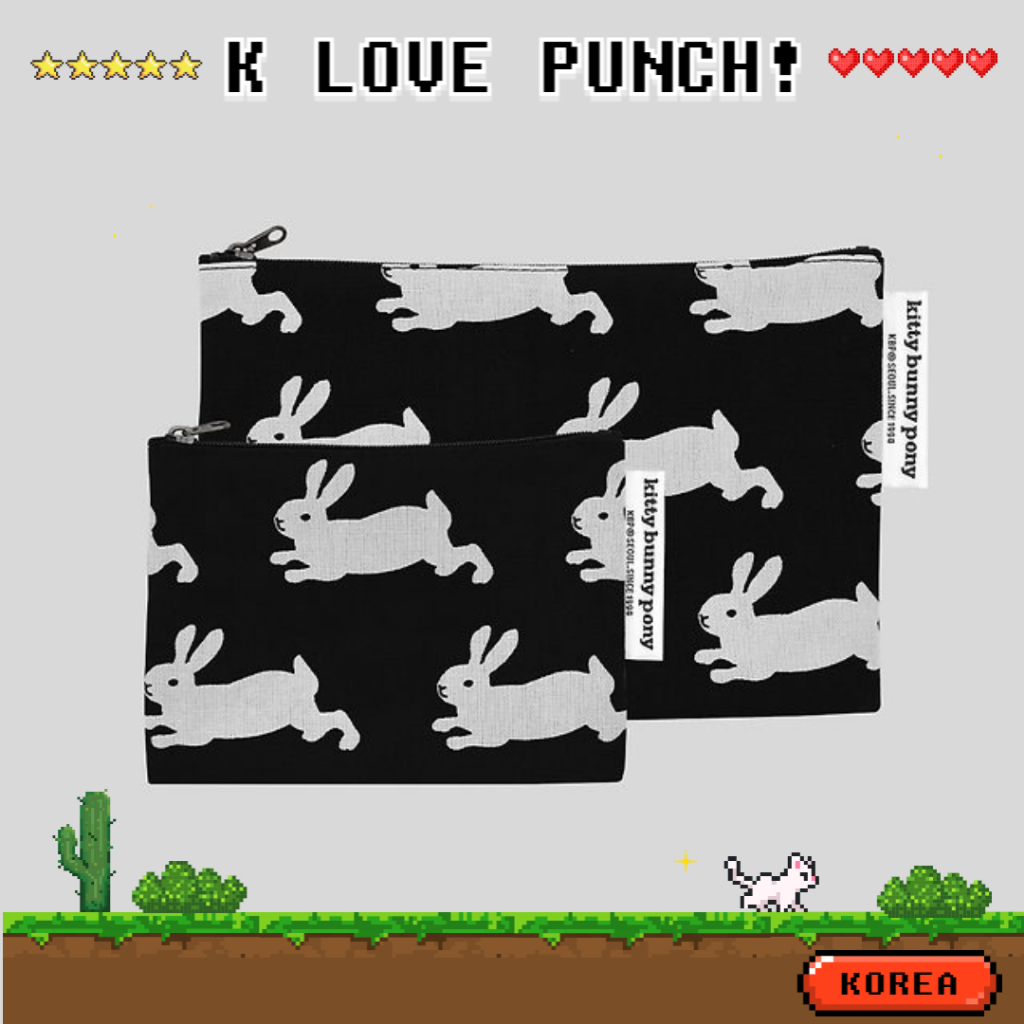 KBP Happy Bunny Pouch Ⅱ (2size) / Kittybunnypony kitty bunny pony กระเป๋าเครื่องสำอาง กระเป๋าใส่ของ