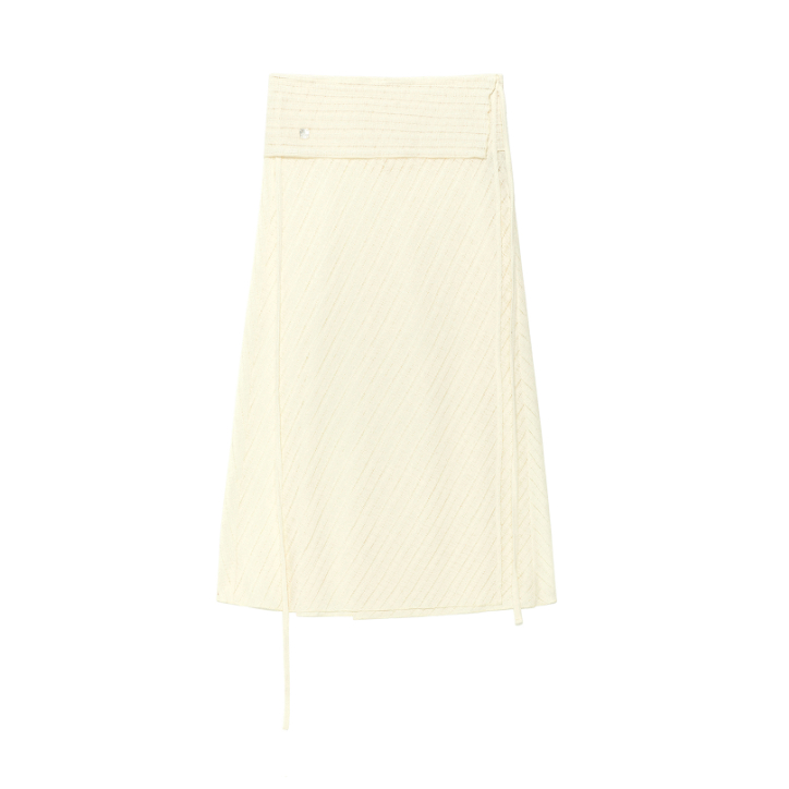 Martin Kim FOLDOVER LAYERED MAXI WRAP SKIRT  IVORY