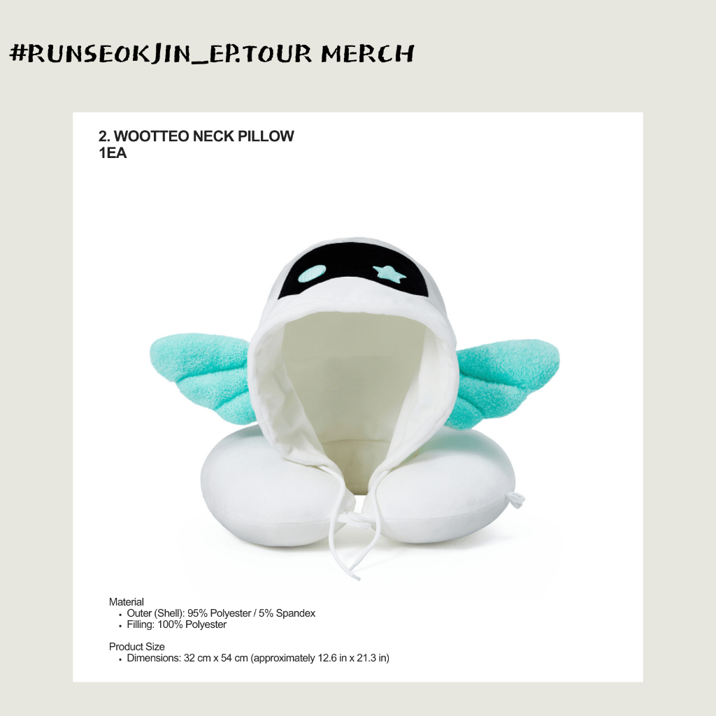 [OFFICIAL] หมอนรองคอมีฮู้ด BTS JIN Wootteo – EP.TOUR Limited (Sold Out on Weverse)