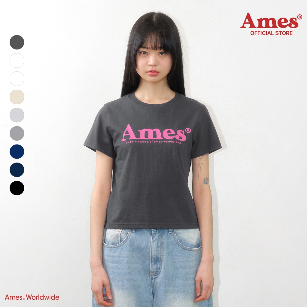 [AMES] BASIC LOGO TEE_สไตล์เกาหลี