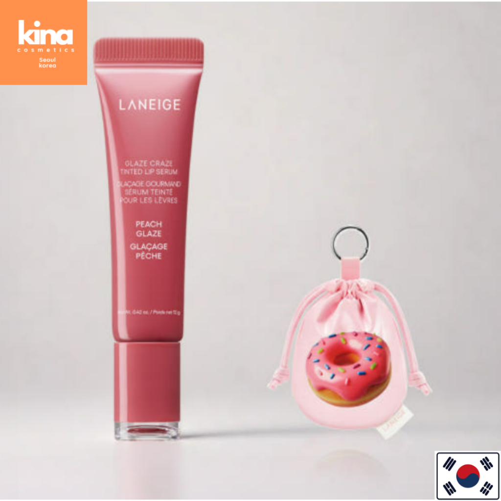 Laneige Glaze Craze Tinted Lip Serum (6 ชนิด) 12g + Laneige Donut pouch Keyring