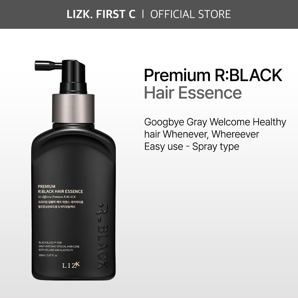 [LIZK] Premium R Black hair Essence 150ml, Darkening สําหรับผมหงอก, จัดหาโภชนาการเส้นผมสําหรับผมเสีย อ่อนแอ ชี้ฟู