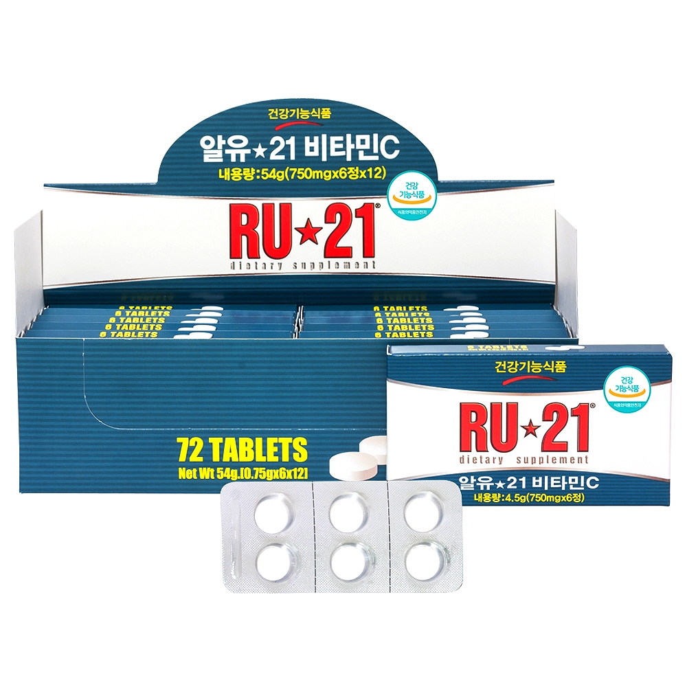 [RU21] วิตามินซี 4.5g(750mg x 6 เม็ด) x 12 Pack / อาหารทํางานเพื่อสุขภาพ / ผลิตภัณฑ์เสริมอาหาร / Made in USA [จัดส่งจากเกาหลี]