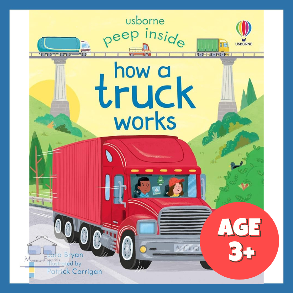 (ทํางานรถบรรทุกอย่างไร) Usborne Peep Inside Children Hardcover Educational Interactive Book Birthday