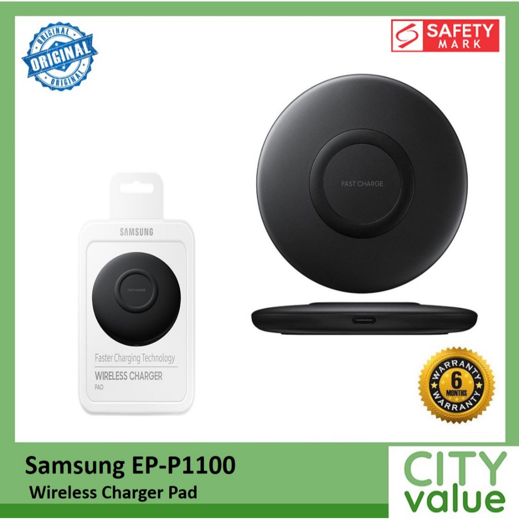 แผ่นชาร์จเร็วไร้สาย Samsung EP-P1100 สําหรับอุปกรณ์ Qi Enabled SG ท้องถิ่น ‎EP-P1100BBEGWW