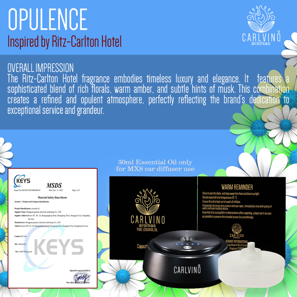 MX8 DIFFUSER 30ML FRAGRANCE ESSENTIAL OIL REFILL (MSDS CERTIFIED)