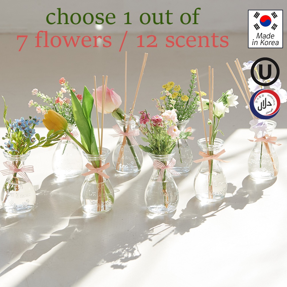 Aspasia "Sunshine of a spring day" Flower Reed Diffuser 100ml set / เลือก 1 ออก 7 ดอก / 12 กลิ่น