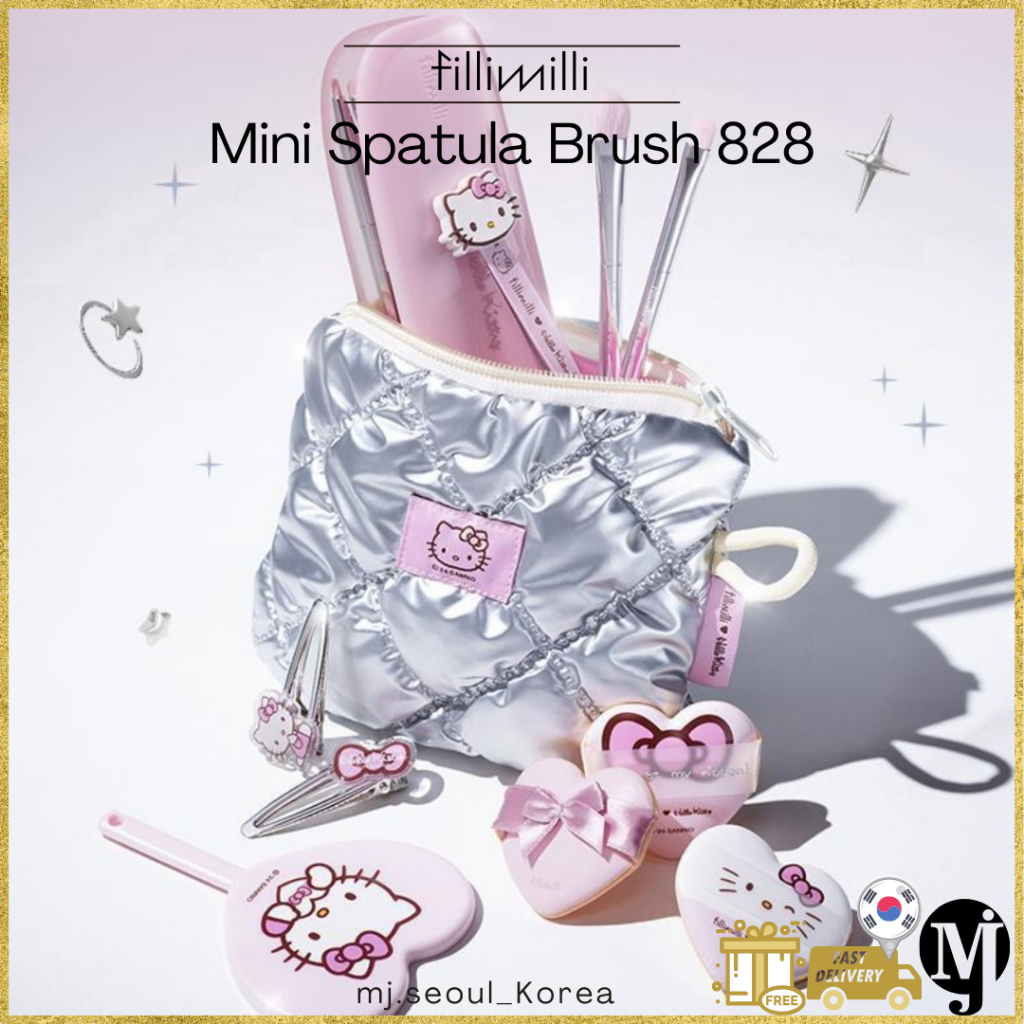 Fillimilli Hello Kitty Mini Spatula BrushCushion Puff Make Up Hairpin Eyebrow Trimmer Kit