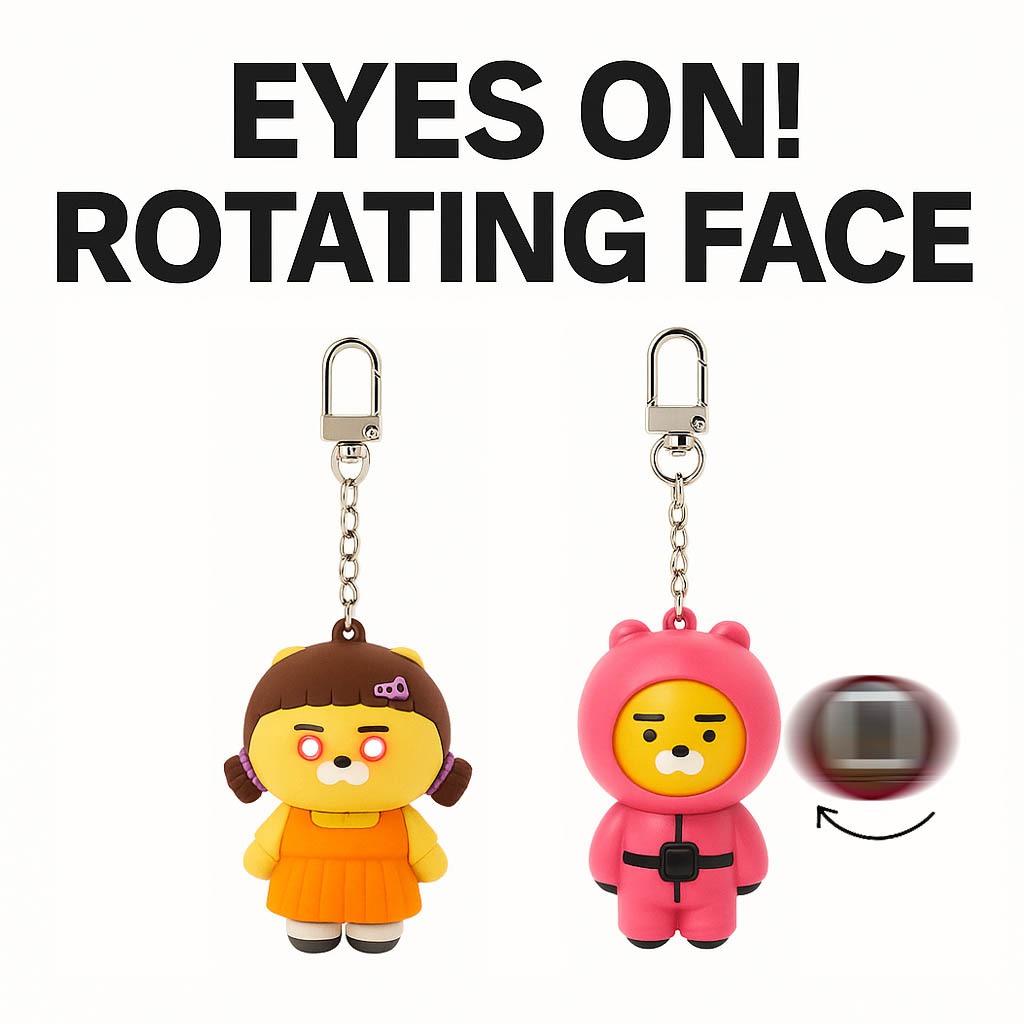 เกมปลาหมึก . พวงกุญแจ Kakao Friends (LED Choonsik / Spinning Face Ryan)