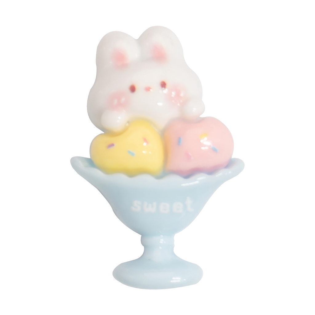 G-27 Ice Rabbit Parfait White (1.8 X 2.7 Cm) WiLLBee CLIPPON Soft Charms อะไหล่ตกแต่งรองเท้า
