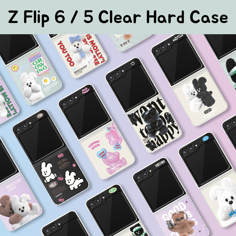 🇰🇷เคสโทรศัพท์ Z Flip 6 / 5 เกาหลี  MOMO CASE Clear Hard Slim ออกแบบน่ารักคู่ Galaxy Samsung