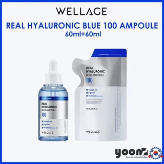 (READY TO SHIP) [WELLAGE] REAL HYALURONIC BLUE 100 AMPOULE 60ml 1+1 (หลัก + รีฟิล)_จากเกาหลี