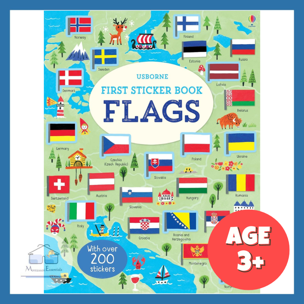 (Flags) Usborne First Sticker Book หนังสือสติกเกอร์สําหรับเด็ก กิจกรรมสําหรับเด็ก การศึกษาปฐมวัย