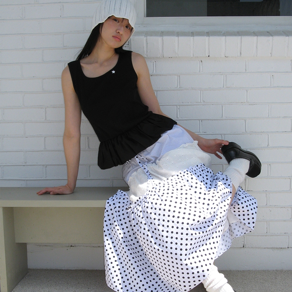 [RONRON] Eyelet Balloon Sleeveless / 3colors — صورة 8