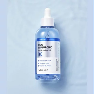 (READY TO SHIP) [WELLAGE] REAL HYALURONIC BLUE 100 AMPOULE 60ml 1+1 (หลัก + รีฟิล)_จากเกาหลี