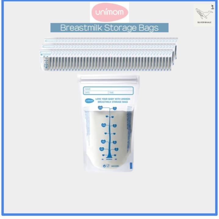 [120 ชิ้น] Unimom Breastmilk Storage Bags 210ml – Pre-sterilized Ziplock Freezer Milk Pouch for Baby