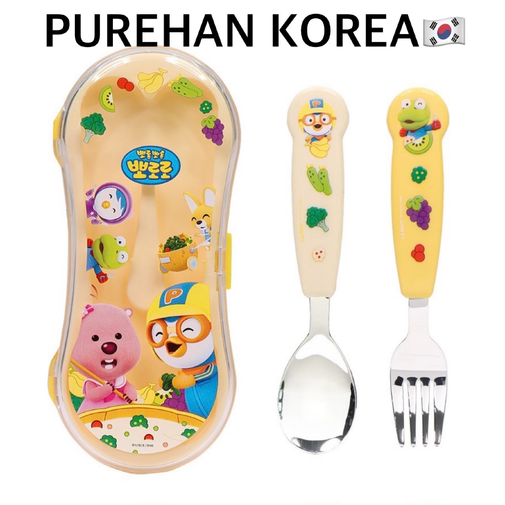 [PORORO] ชุดช้อนและส้อม Baby Kids ช้อนส้อม Pororo และ Crong