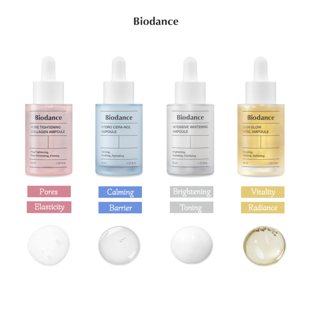 Biodance Ampoule (Pore Collagen, Hydro Cera-nol, Glow Vital, Intensive Whitening)
