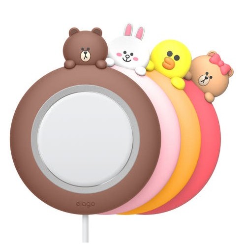 [ Line Friends ] Elago MagSafe Charger Silicone Pad Stand (สีน้ําตาล, Cony, Sally, Choco)