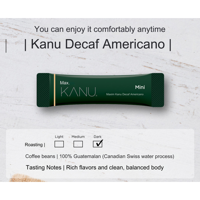 MAXIM Kanu Mini Americano Dark Roast ผงกาแฟคุณภาพสูงสกัดสไตล์เอสเปรสโซ / Mild Roast / ไม่มีคาเฟอีน 9g * 10 แท่ง / K-FOOD