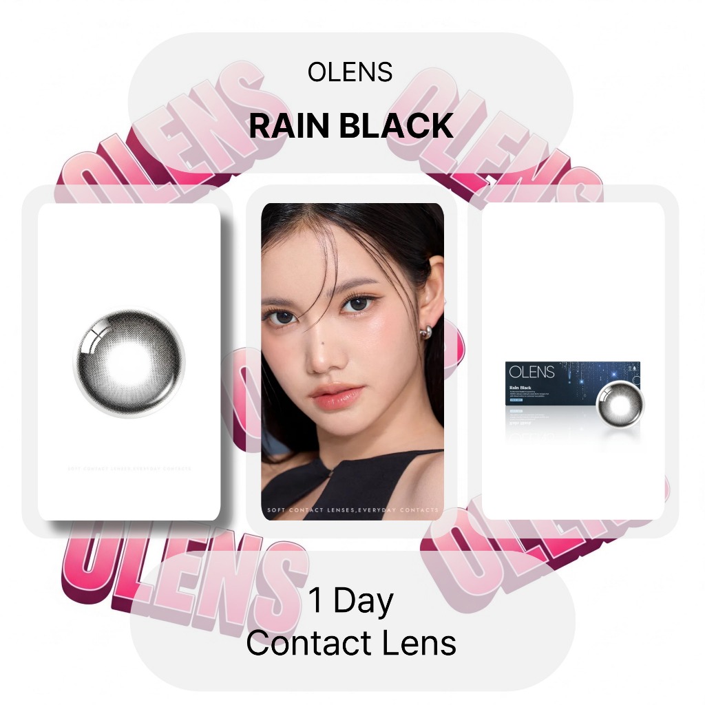 [OLENS] คอนแทคเลนส์ 1 วัน <RAIN BLACK> (สีดํา) (13.5mm)(10P)