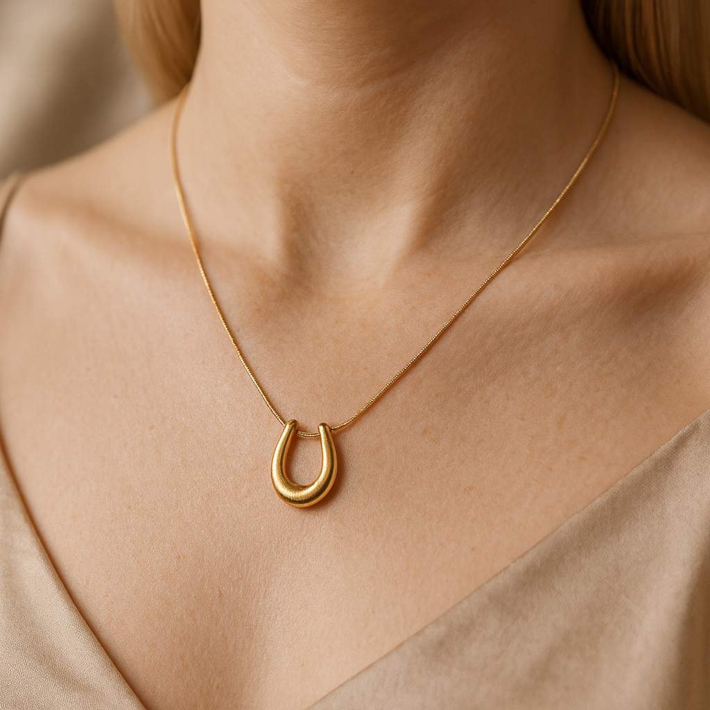 U รูป 18K Gold Plated Tarnish ฟรีสร้อยคอจี้แฟชั่น