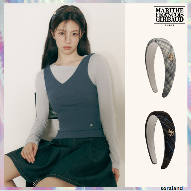 [MARITHE Francois GIRBAUD] CIRCLE LOGO CHECK HAIRBAND 2 สี