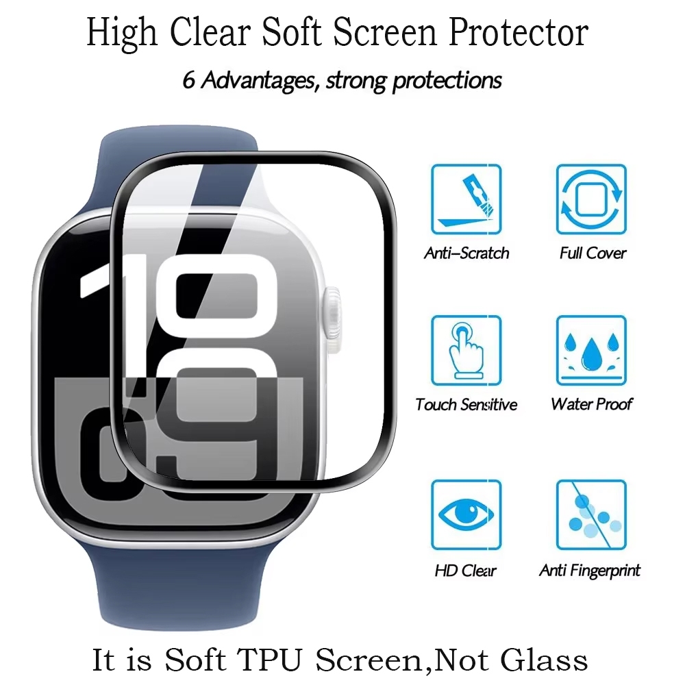 ผู้ขาย SGRICHMENT 3D Full Curved Screen Protector HD Clear Soft Screen Film สําหรับ iWatch Series 11