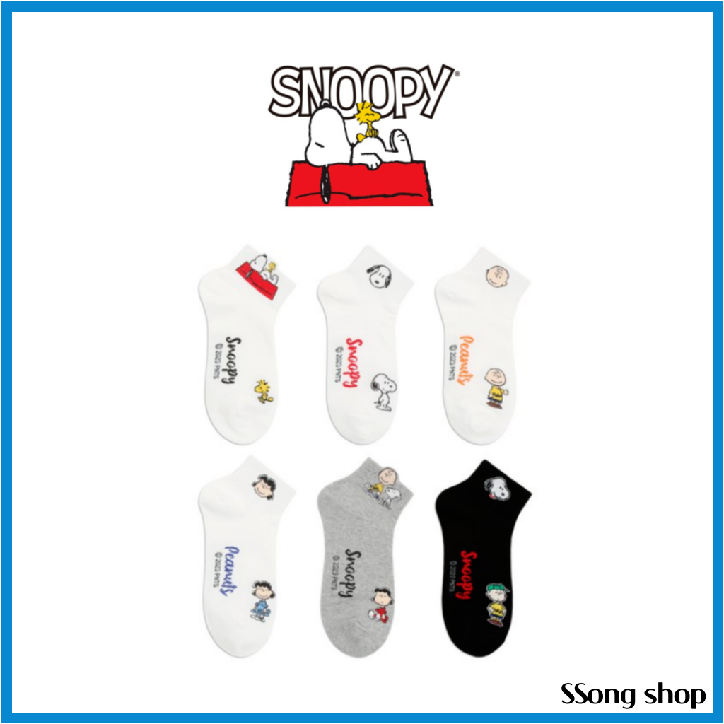 Snoopy and Friends Socks ชุด 6 คู่สําหรับผู้หญิง