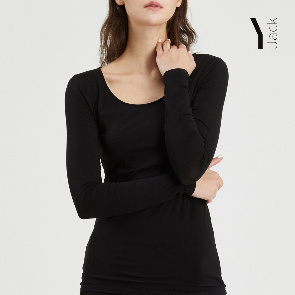 [JACK] เสื้อยืดแขนยาวคอ U ทรงสลิมฟิต (120gsm)