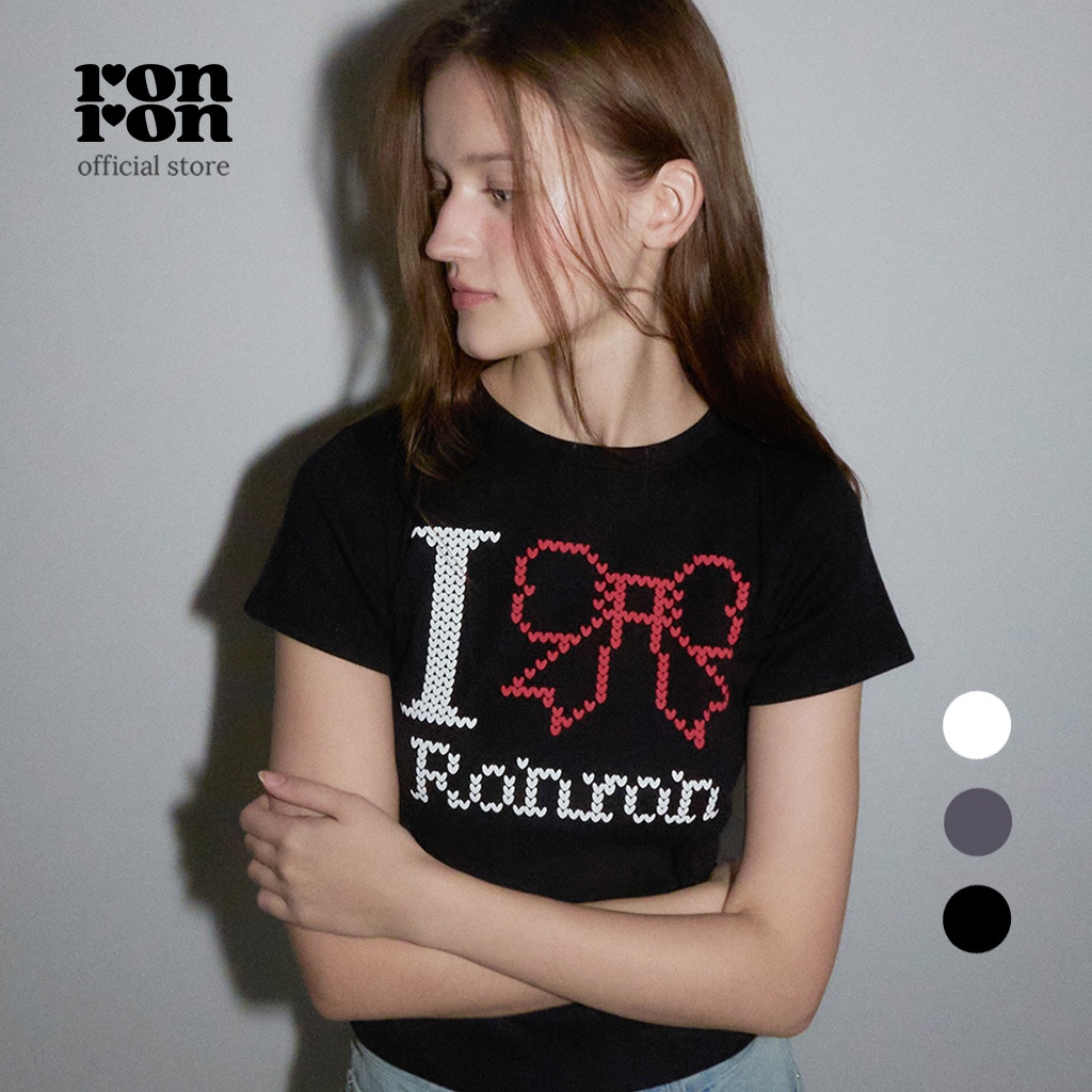 [RONRON] I Ribbon Slim Crop T Shirts / 3colors