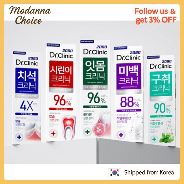 [ผลิตในเกาหลี] 2080 Dr.Clinic Toothpaste Series - Tartar Clinic / Gum Clinic / คลินิกกลิ่นปาก