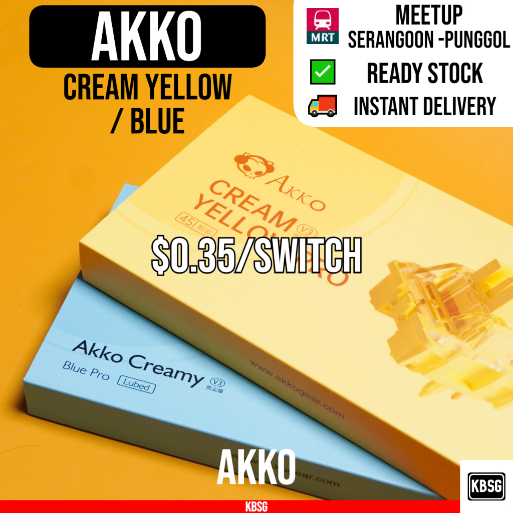 Akko Cream Yellow, สวิตช์ PRO สีน้ําเงินครีมสําหรับคีย์บอร์ดเชิงกล