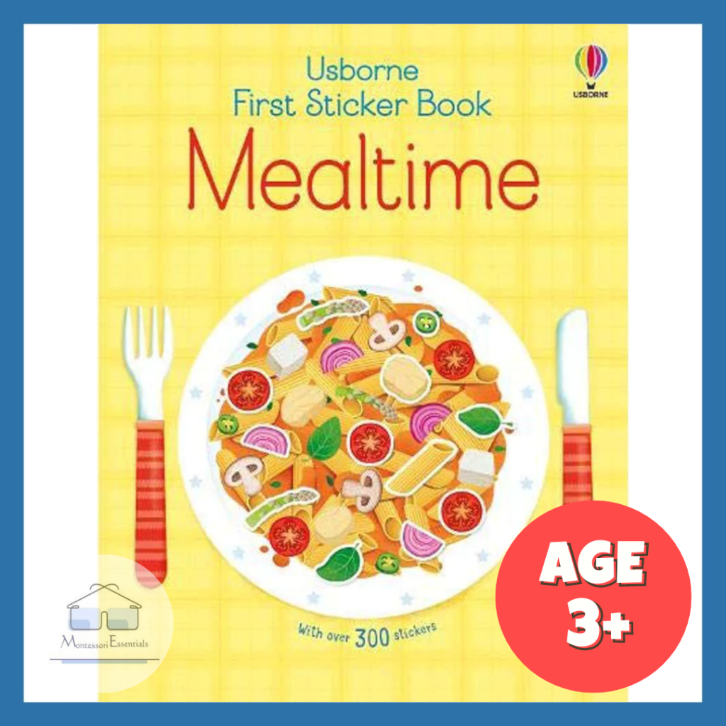 (Mealtime) Usborne First Sticker Book หนังสือสติกเกอร์สําหรับเด็ก กิจกรรมสําหรับเด็ก การศึกษาปฐมวัย
