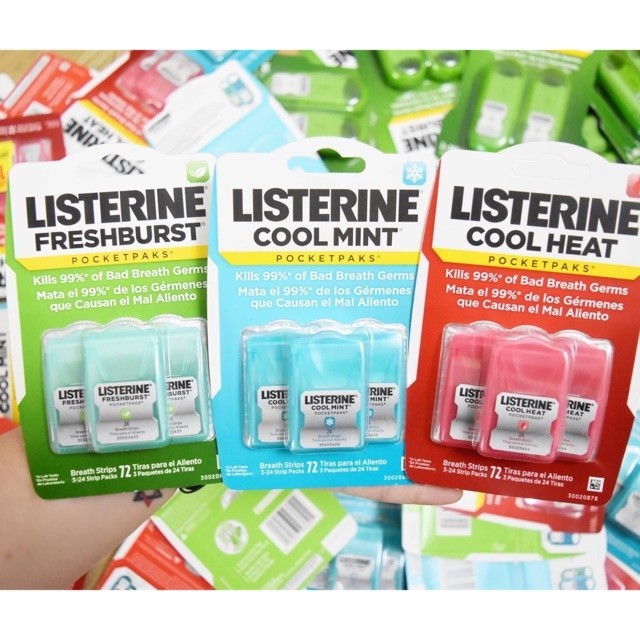 [ชุด 3-72 นับ] Listerine Pocketpaks Breath Strips Freshburst / Cool Mint