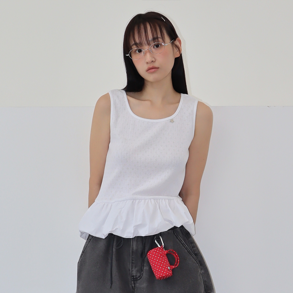 [RONRON] Eyelet Balloon Sleeveless / 3colors — صورة 2