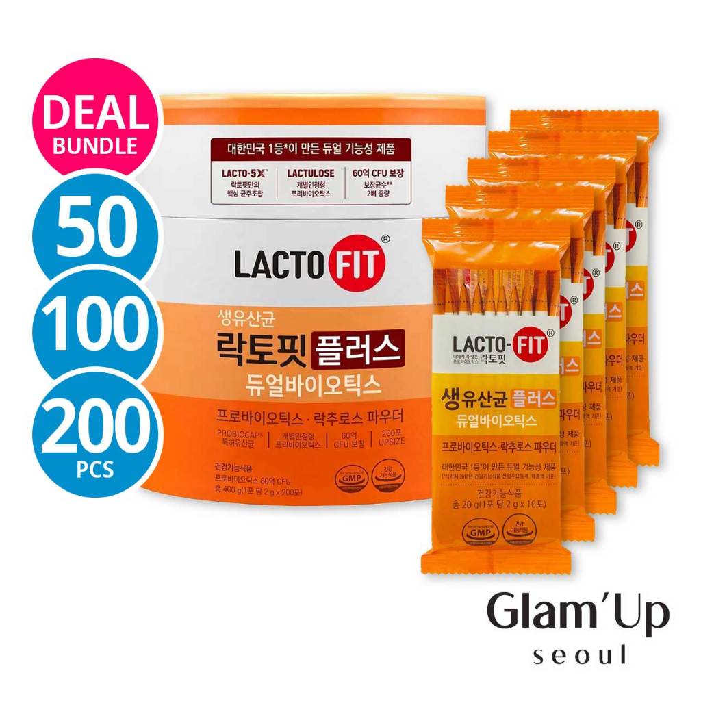 🇰🇷[Lacto Fit Plus] 5X Dual Biotics Lactulose Powder (50/100/200 ชิ้น) Lactofit + โปรไบโอติก Chong Ku