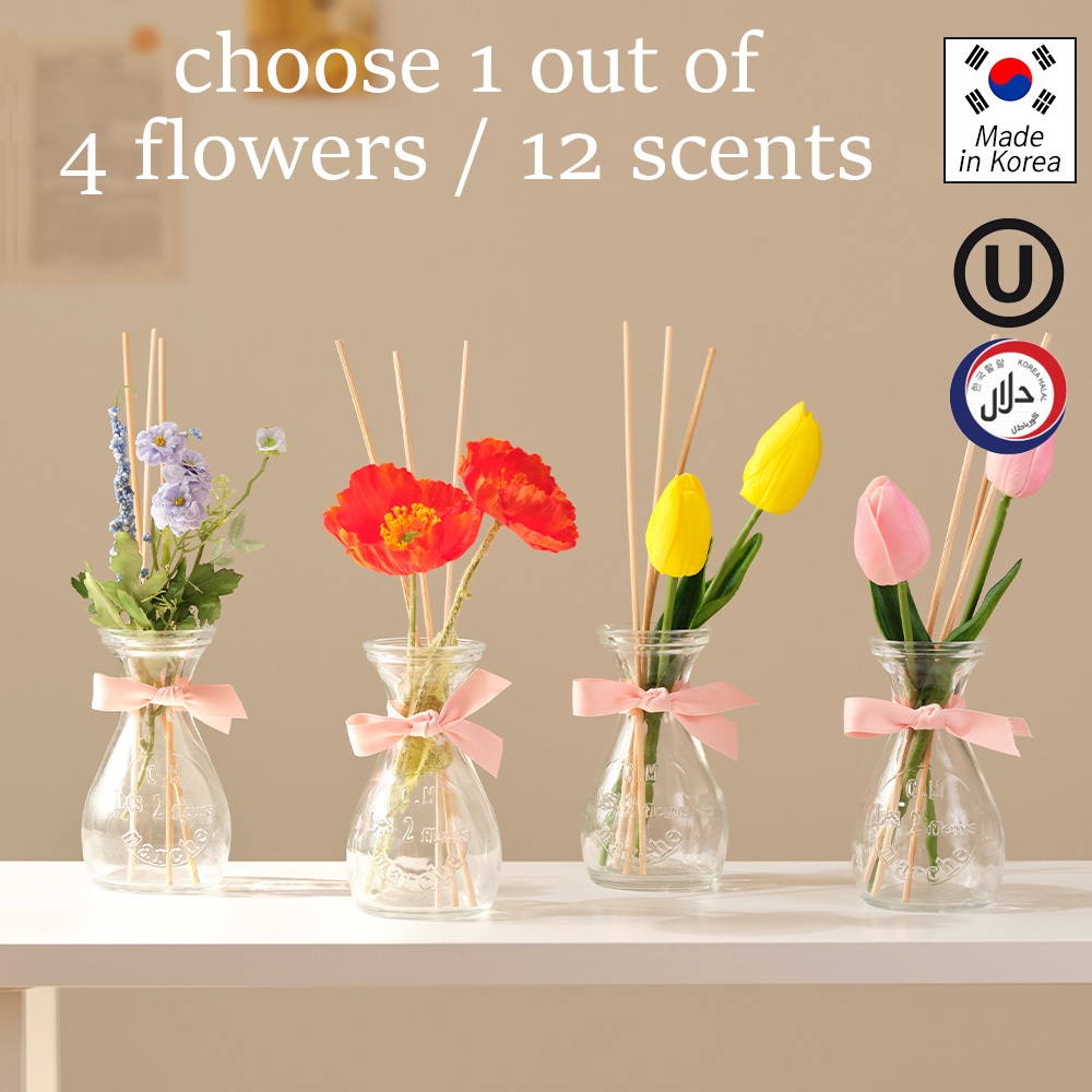Aspasia "สวนฤดูใบไม้ผลิ" Flower Reed Diffuser 100ml set / เลือก 1 ออก 4 ดอก / 12 กลิ่น