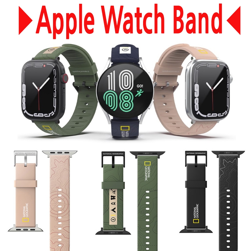 เกาหลี National Geographic สายนาฬิกา 46/38/40/41/42/44/45 มม. การออกแบบพิมพ์สายรัดซิลิโคน Band