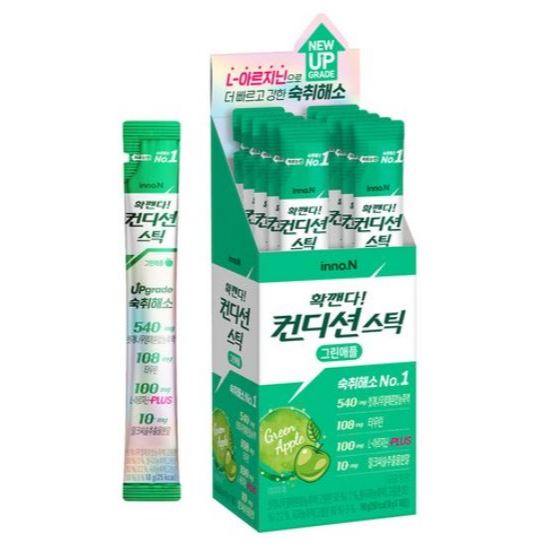 [GangNam Unnie] Condition Stick Hangover Solution Green Apple อาหารเกาหลี 18g x 10pcs Inno. n